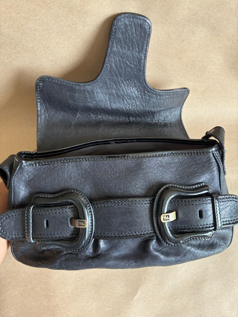 Fendi Pebbled and Patent Small Leather Bag - Picture 5 of 13